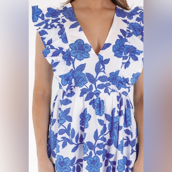 NWOT SUGARLIPS Floral Fairness Poplin Surplice Midi Dress SZ S - Picture 4 of 7